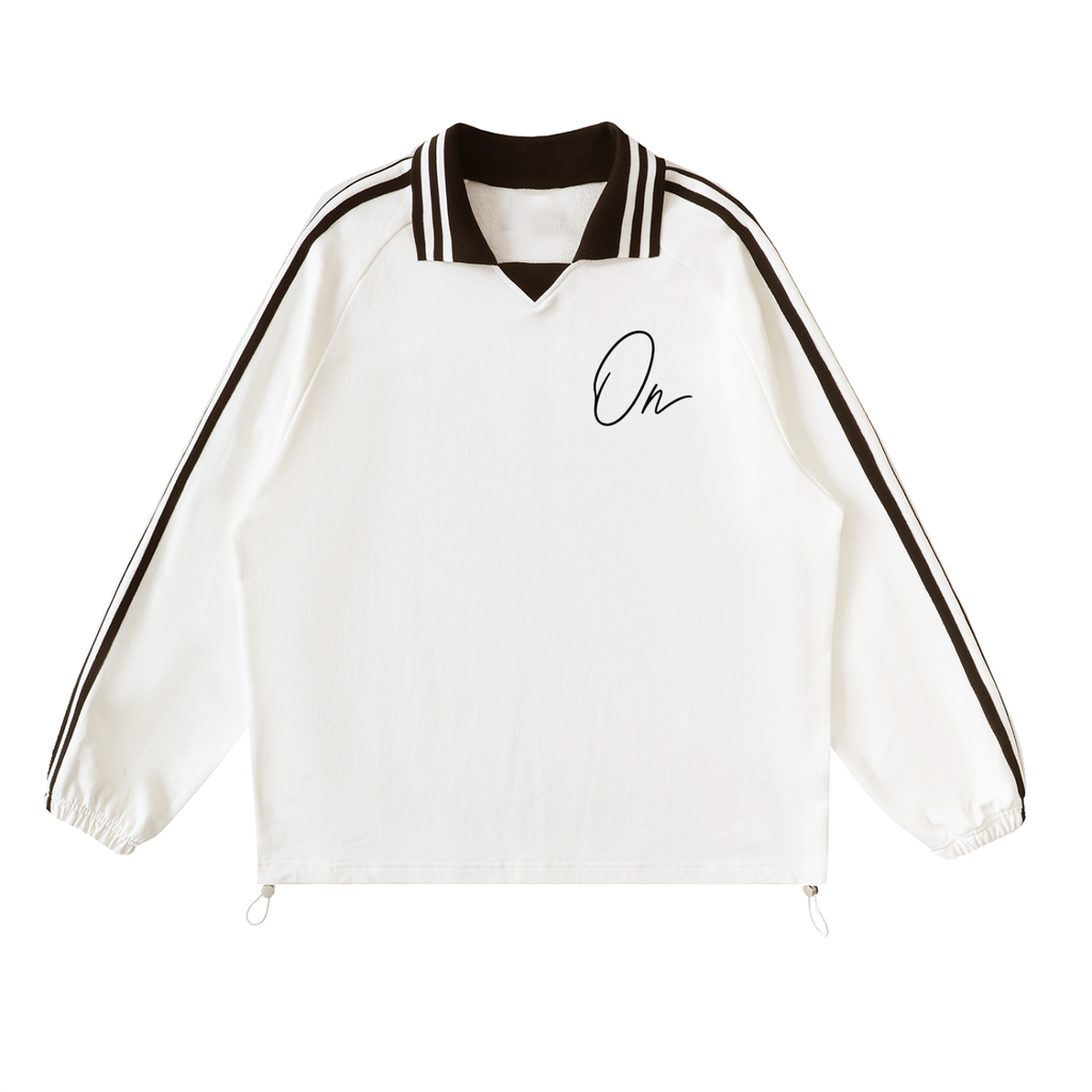 Striped Lapel Collar Sweatshirt