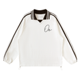 Striped Lapel Collar Sweatshirt