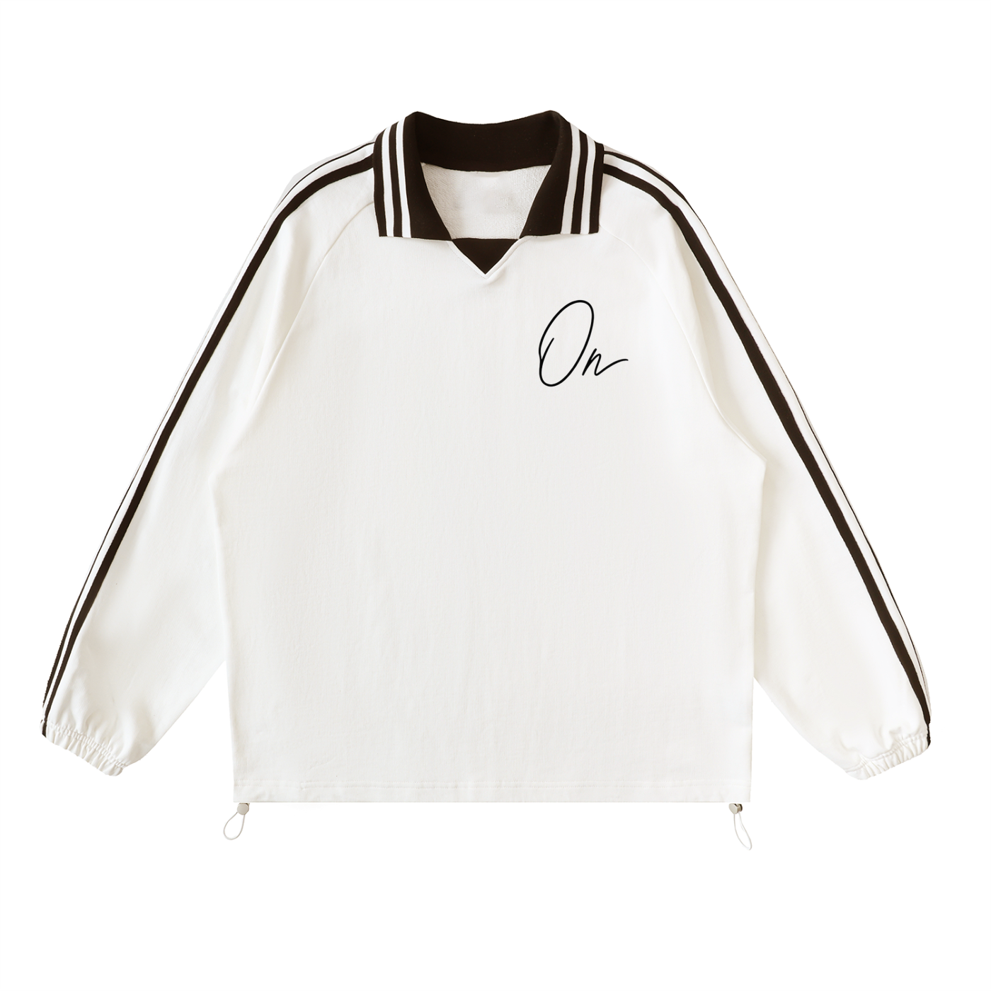Striped Lapel Collar Sweatshirt