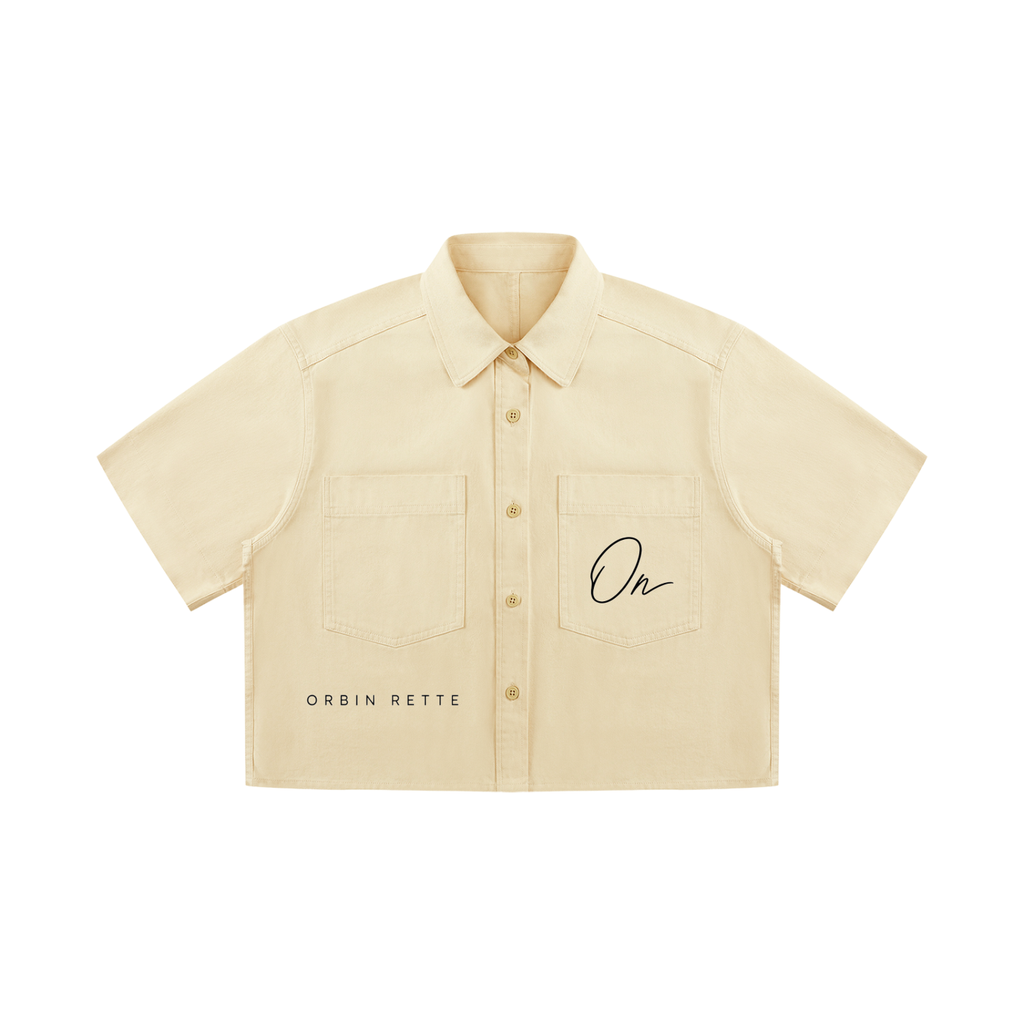 Short Sleeve Cropped Button Down