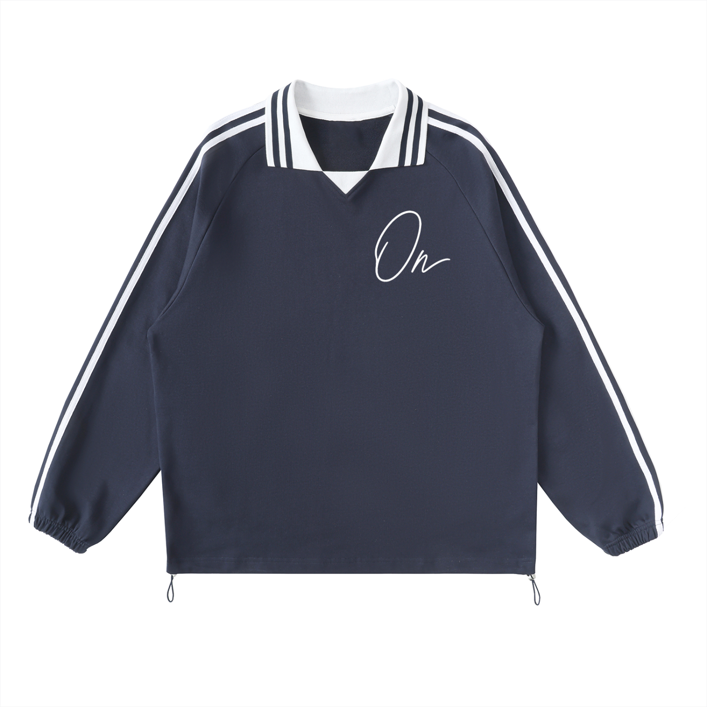Striped Lapel Collar Sweatshirt